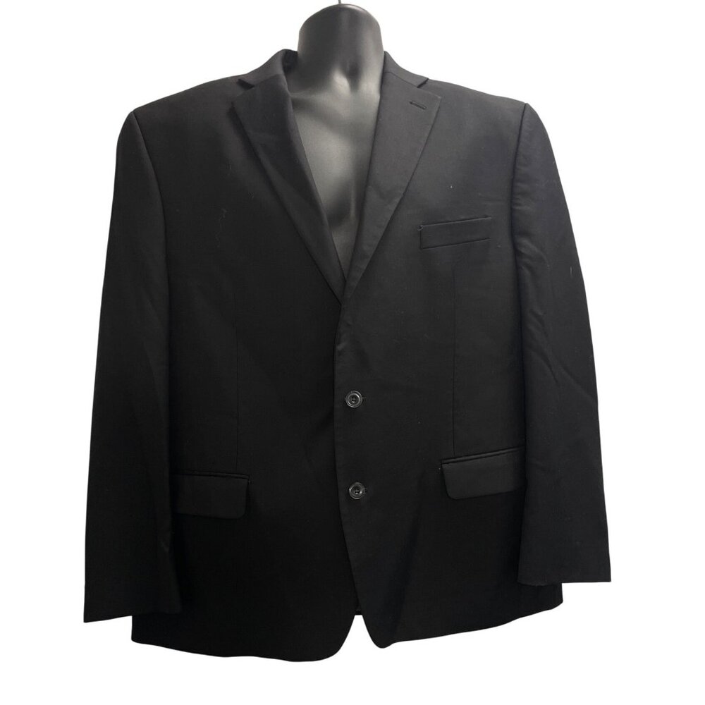 Michael Kors Mens Black Two-Button Suit Jacket With Notch Lapel Size 48R